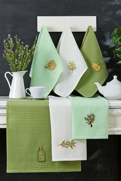 Casnack Set 6 Prosoape de bucatarie Olive 40x60