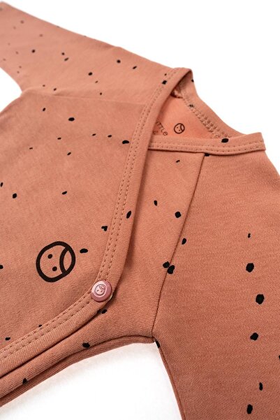 Little Gusto Long Sleeve Double Breasted Bodysuit Newborn Cosmos Pink Organic Cotton