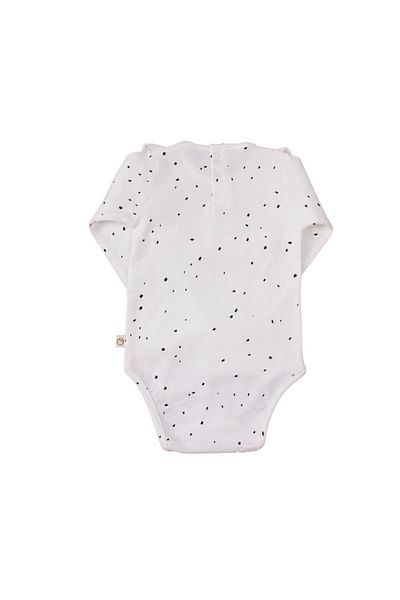 Little Gusto Long Sleeve Frilly Adjustable Snap Fastener Bodysuit Cosmos White Organic Cotton