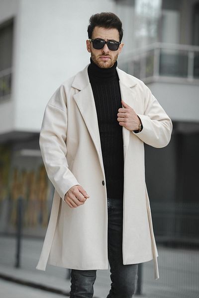 Oksit Ανδρικό παλτό Oversize Stamp - Layun, ζωσμένο και χαλαρή εφαρμογή