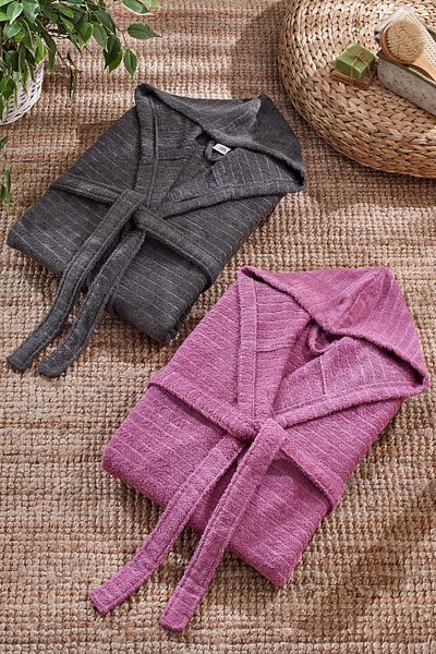 Casnack Quina Plum antracitový oversize župan s kapucí