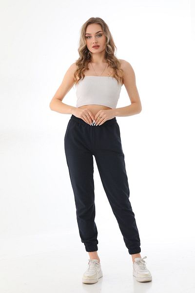 kallima Pantaloni de sport pentru femei, albastru bleumarin, cu talie înaltă, picior elastic, jogger sezonier