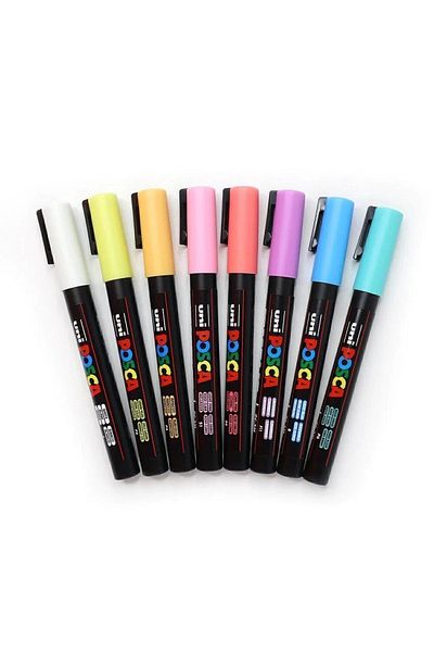 Uni Posca 0.9-1.3 Soft Colorful Water Based Poster Marker - 8 Pieces Pc-3m-8c