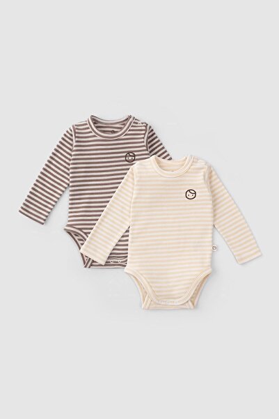 Little Gusto 2-Piece Long Sleeve Organic Cotton Bodysuit with Adjustable Snap...