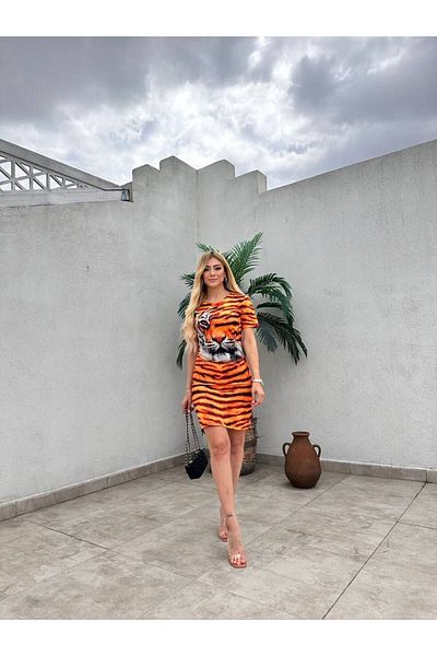 Bella Belluci Orange Dress with Stone Detail