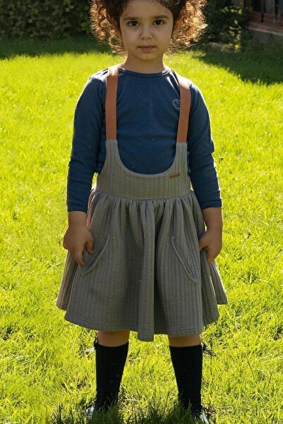 Little Gusto Kapitone Jile Elbise Çocuk Gri