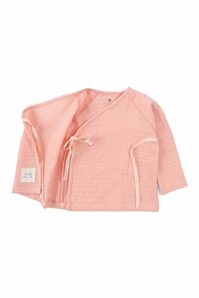 Little Gusto Double Breasted Collar Muslin Baby Jacket Pink Organic Cotton