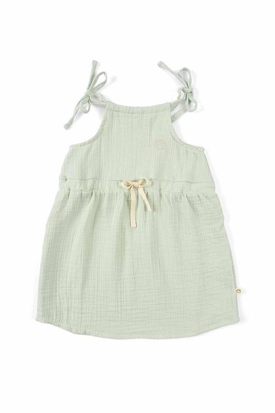 Little Gusto Muslin Strap Dress Green Organic Cotton