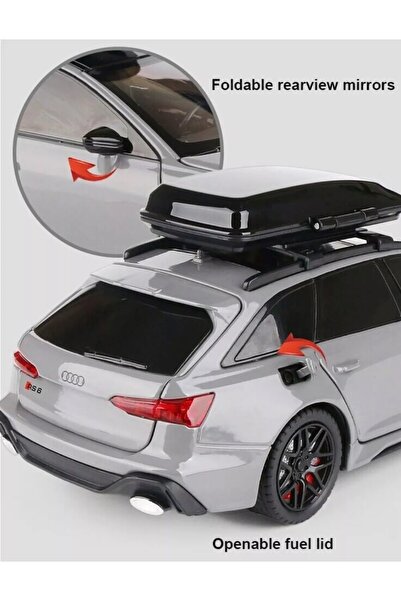 scntoys Audi Rs6 Araba Station Wagon 1:24 Diecast Metal Model Araba Koleksiyon Araba Sesli Işıklı 21Cm