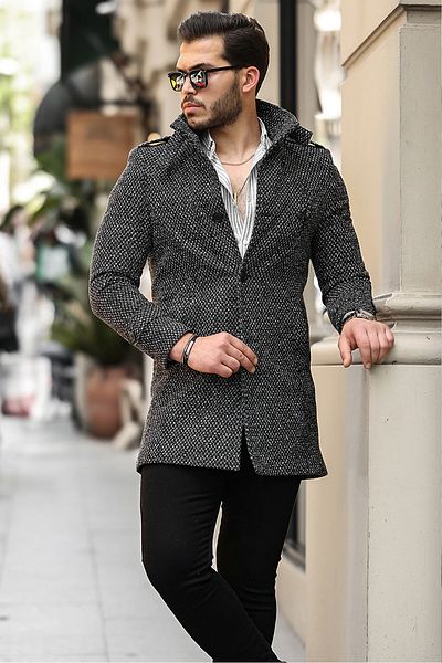 gm giyimarket Ανδρικό Μακρύ Παλτό - Slim Fit