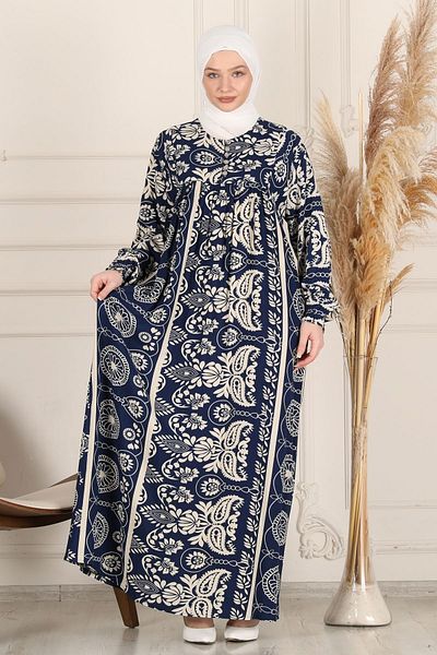 fistan Shirred Robadan Buttoned Front Viscose Fabric Tesseture Clothing Mother Dress Prayer Dress