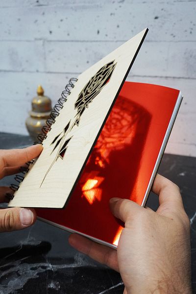 markcat Rose Themed Notebook with Wooden Cover - Dotted Agenda and School Notebook (A5 - 120 Pages)