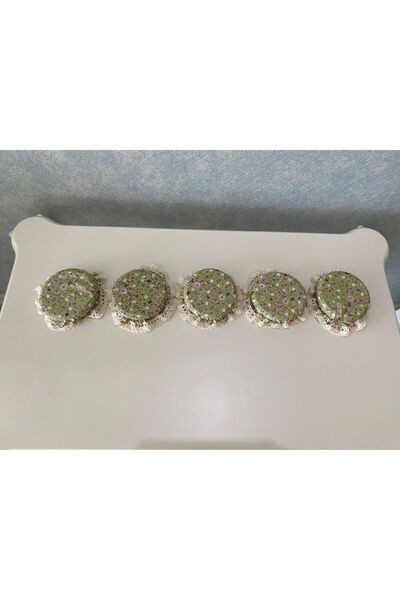 AdaEsintisi 5 Adet Kendinden Lastikli Yeşil Çiçekli Kavanoz Kapağı Şapkası