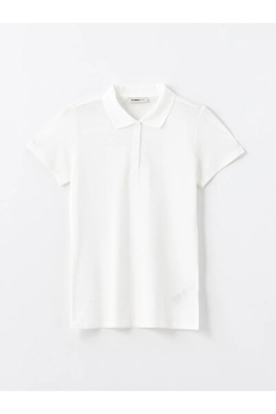 LC Waikiki LCWAIKIKI Basic Ekru Polo Yaka Kadın Tişört