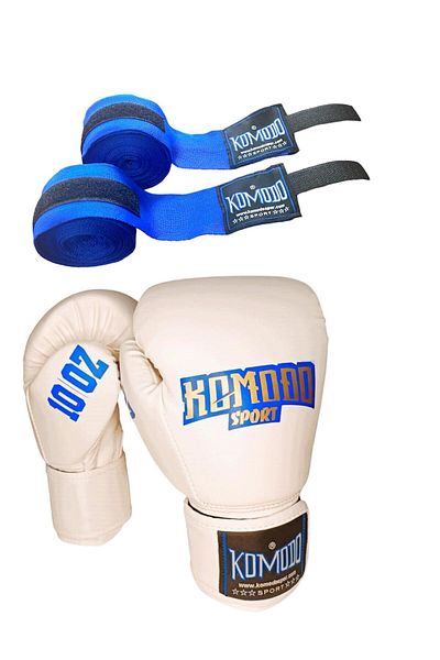 KOMODO SPORT Kick Boxing Gloves and Bandage - Set of 2