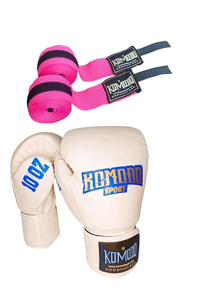 KOMODO SPORT Kick Boxing Gloves and Bandage - Set of 2