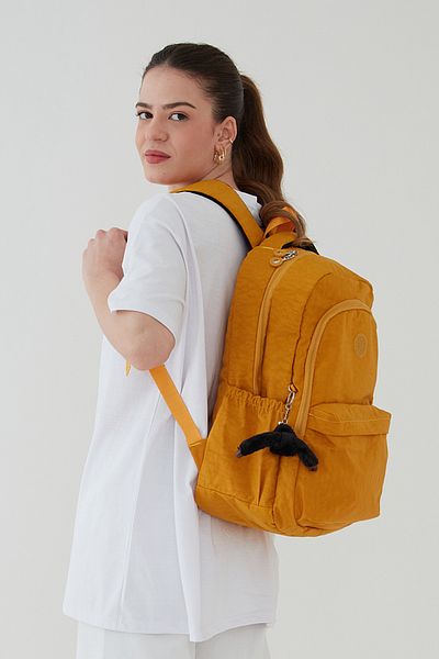 Rosso Collina Unisex Crinkle Waterproof Fabric Large Size Multi-Compartment School Travel Backpack Rosso Collina Mustard