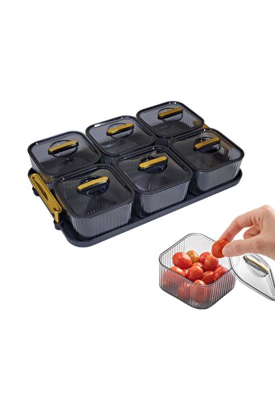 bkmzshop Şeffaf 6’lı Kapaklı Kahvaltılık Kahvaltı Seti & Saklama Kabı