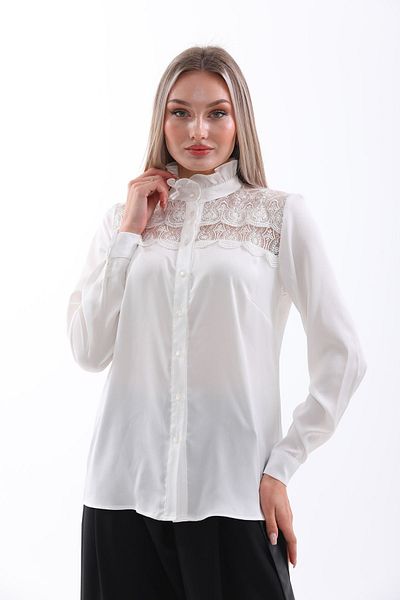 Loom Boutique Large Size Lace Embroidery Crepe Shirt - G0046