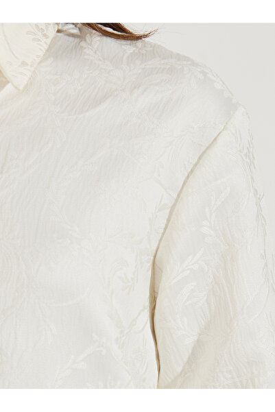 Styli Jacquard Longline Buttoned Shirt with Full Sleeves