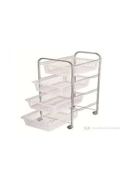 Ece Metal Ece 4 Bölmeli Metal Krom Sebzelikve Meyvelik