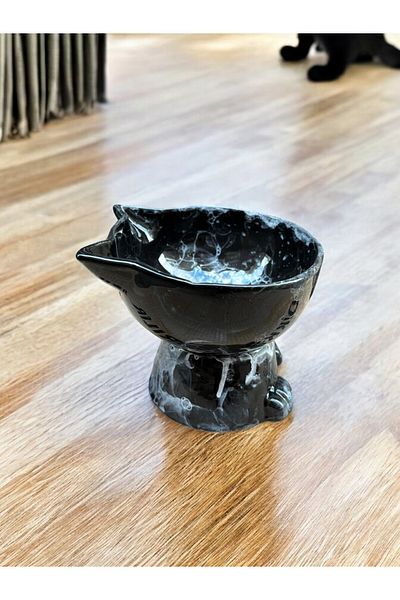 ALFO High Ceramic Food Bowl - with Paw and Ear Figure