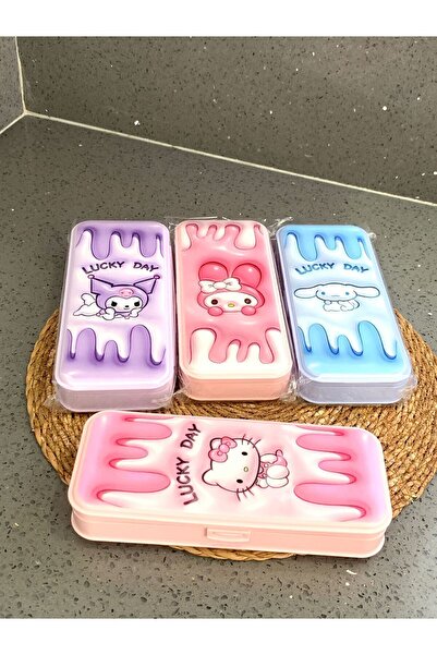Meyra Accessories 1ad Sanrio Kawaii 3d Baskılı Mat Yüzeyli Renkli Çift Hazneli Kalemlik Kaliteli Çok Amaçli Kalem Kutu