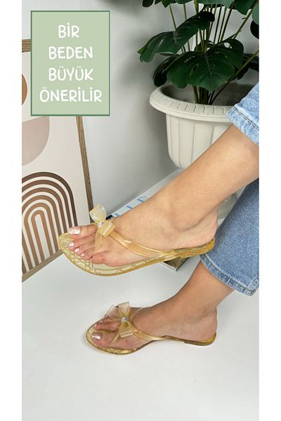 Nstil Yellow Women's Slippers - Flip Flop Gel, Oval Toe, Stone Detailed, Flat Sole C3