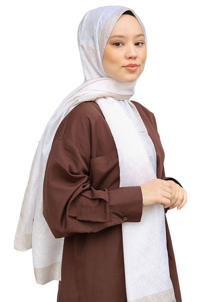 Hint İpek Monogram Shawl - Bone