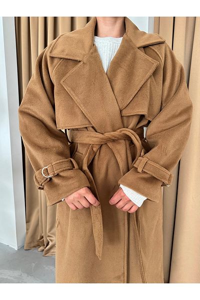 Laluvia Tan Vorkuta Belted Coat-54496