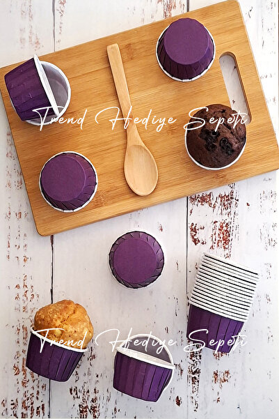 Trend Hediye Sepeti مجموعة كب كيك مافن أرجوانية مكونة من 25 قطعة - كبسولة كيك...