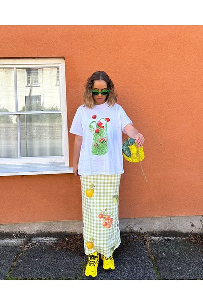 Jose Clothing Λευκό μπλουζάκι Oversize - Crew Neck, κοντό μανίκι, εμπριμέ οργανικό βαμβάκι