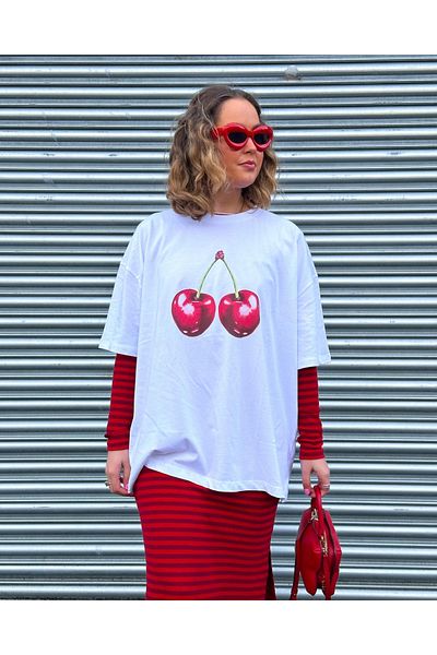 Jose Clothing Λευκό μπλουζάκι Oversize - Crew Neck, κοντό μανίκι, εμπριμέ οργανικό βαμβάκι