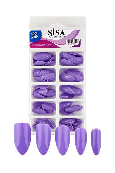 SİSA Cosmetics Sisa Profesyonel 100'lü Kutulu Lila Badem Takma Tırnak / Kırıl...