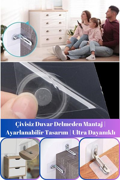 Hane Dostu Ultra Strong Furniture Fixator - Adjustable Without Wall Drilling, Earthquake Item Fixing Apparatus