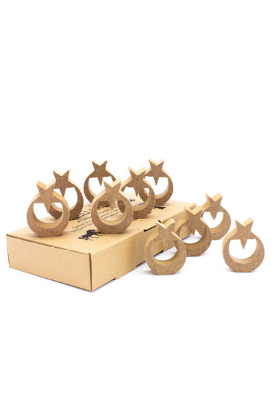 na neşeli ahşap 10 Adet 6 cm Ay Yıldız Figürü.dik Durabilir.okul Öncesi Eğiti...