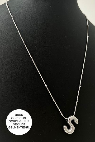 Modex Steel S Letter Balloon Pendant (Letter:1.5cm Chain:44+5)