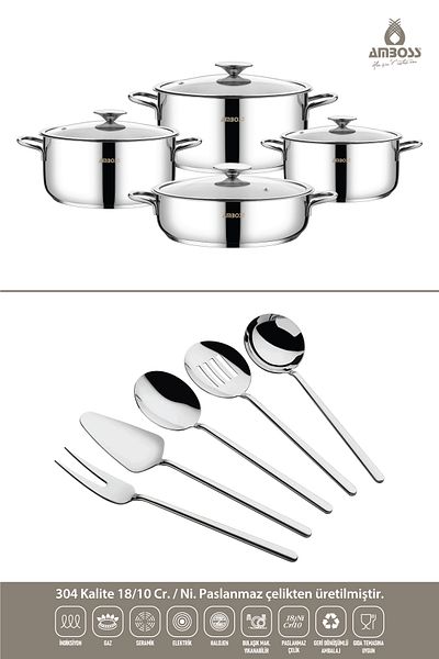 Amboss 13 Piece White Cool Steel Pot Set