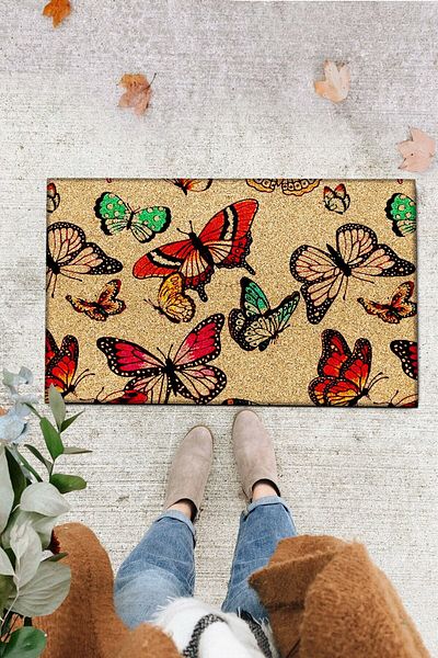 Chilai Home Pvc Butterfly Island Non-Slip Base Inside and Outside Door Front Mats