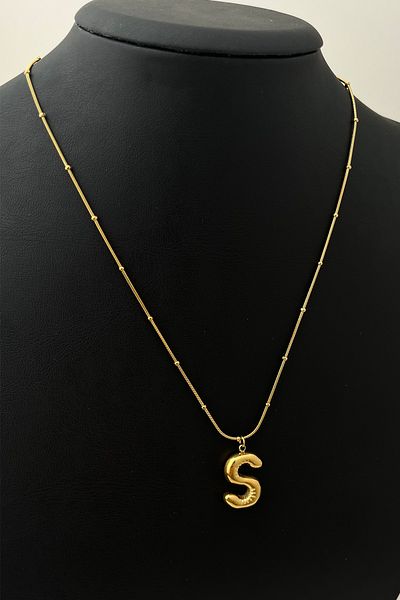 Modex Steel Balloon Letter S Necklace (Letter:2cm Chain:44+5cm)