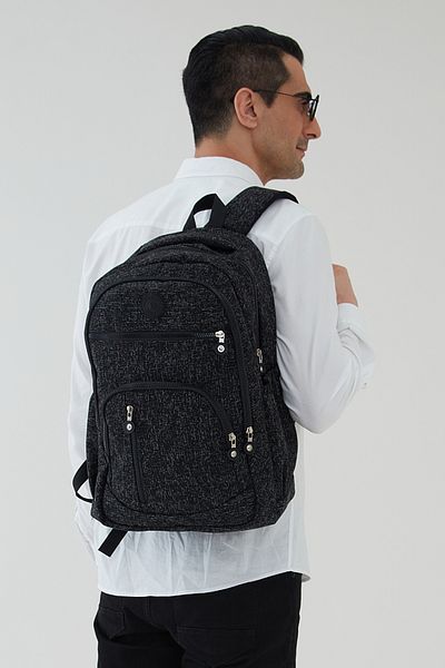 Rosso Collina Unisex imperteks Fabric Waterproof Large Size Multi-Compartment Black Travel Backpack School Bag