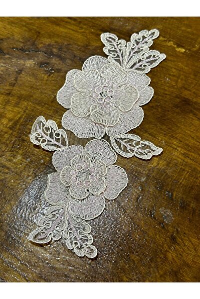 Gönülden Tasarım Aplic de guipură în relief brodat cu model de flori roz - 22...