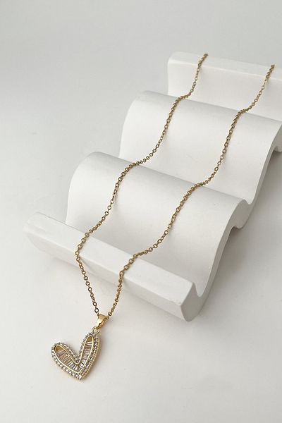 Modex Zircon Shuttle Stone 40cm Heart Necklace - Size 5