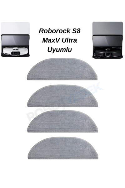 robotyedek Roborock S8 MaxV Ultra Uyumlu 4 Adet Mop Bez