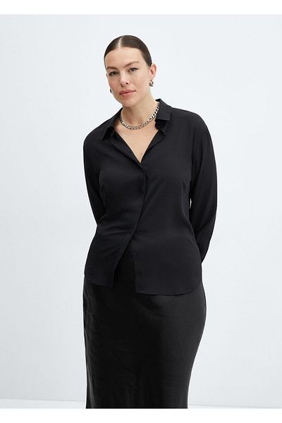MANGO Woman Σκούρο γκρι γυναικείο πουκάμισο - 67129407