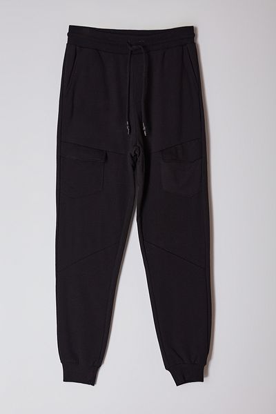 Edit by Trendyol Pantaloni de trening pentru bărbați - negru cu croiala obișnuită, buzunar cargo, TEDAW25EA00004