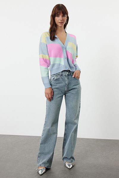 Trendyol Collection Blugi albaștri cu talie înaltă - TWOAW25JE00174