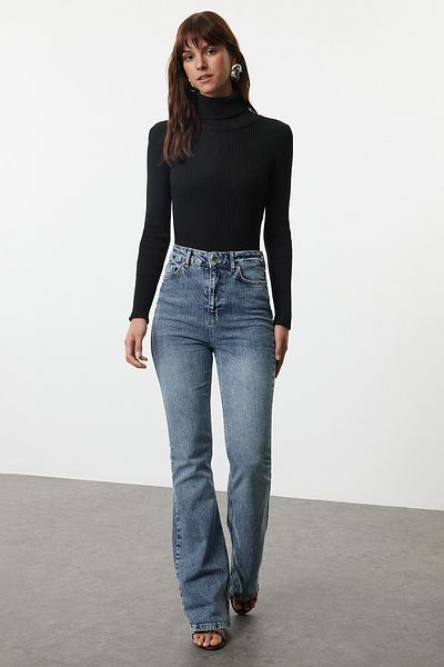 Trendyol Collection Blugi evazați albaștri cu talie înaltă - TWOAW25JE00170