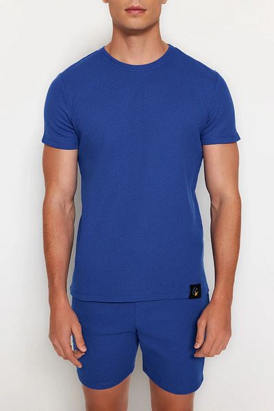 Trendyol Collection Saks Regular Fit Πλεκτά Σορτς Πιτζάμες Βάφλα TMNSS23PT00036