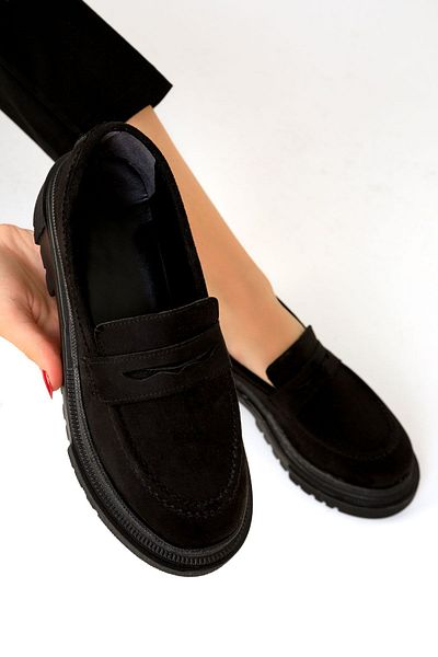 SOHO Schwarze Wildleder Damen Freizeitschuhe 17762